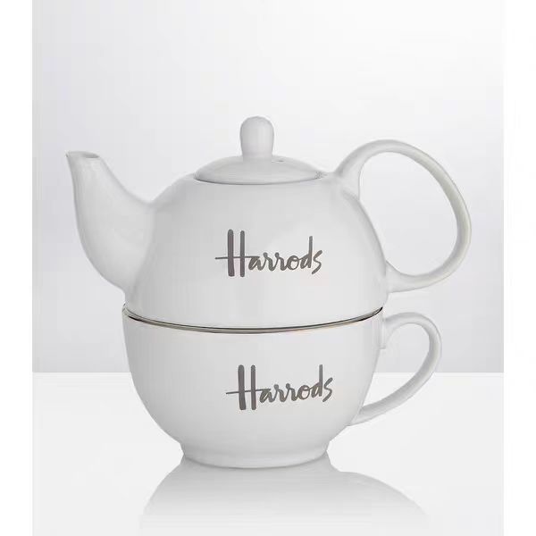 [Discount Ready Stock] British European Style Harrods Set Western Highland Ceramic Mother-Child Flower Teapot Afternoon Tea Cup Coffee Bone China Mark