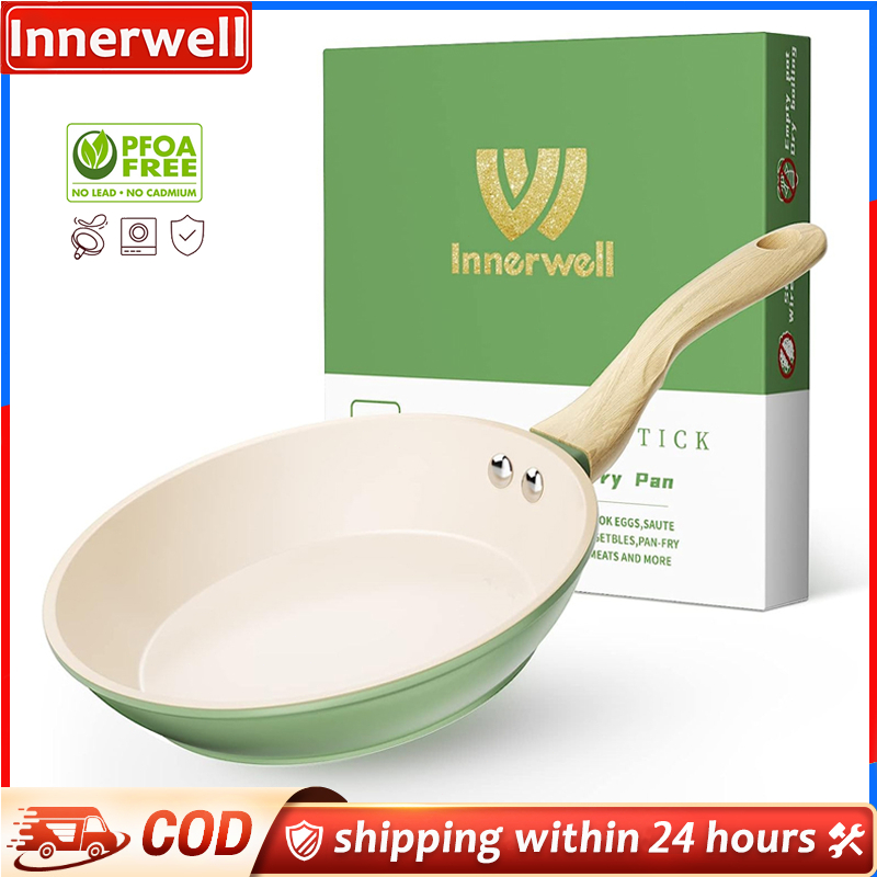 Innerwell 20cm Ceramic Skillet NonStick Frying Pan PFOA & Free Non-Stick Coating Suitable All Stove - Green