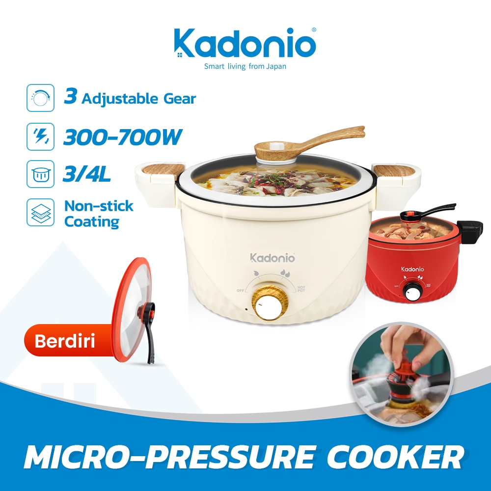 KADONIO 3L 4L Electric Cooker Electrik Micro Pressure Cooker Multifunction Cooker Multi Cooker Non Stick Multipurpose Cooking Pot Rice Cooker 電煮锅EP11