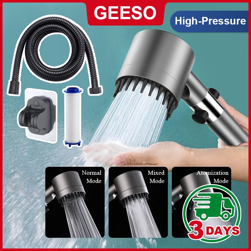 GEESO High-Pressure Shower Head Handheld Shower Head Bathroom Pressurized Massage Shower Head Universal Filter Element Shower Head With Filter Air Pancut Bilik Mandi 手持花洒 增压淋浴喷头 三档调节