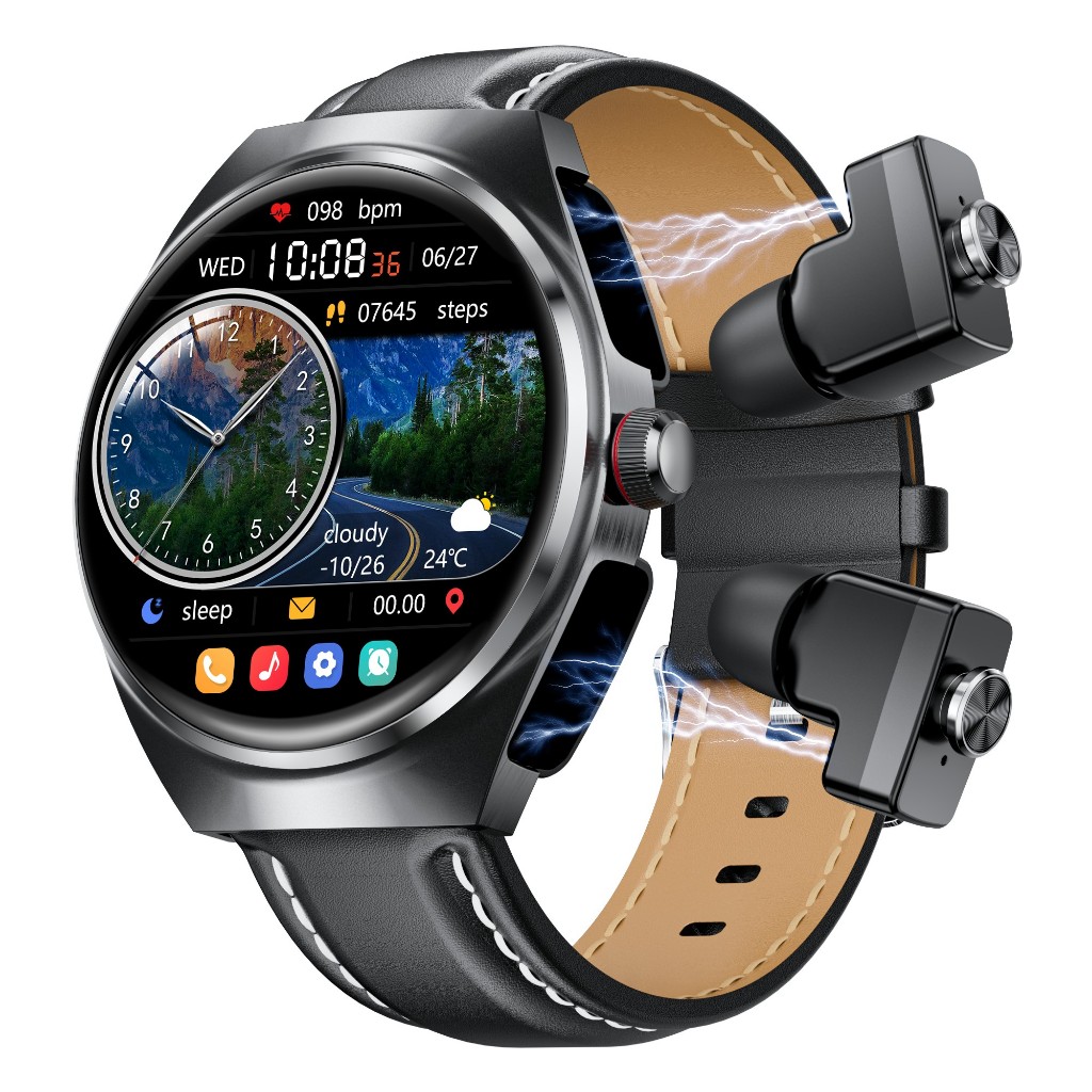 2026 Smart Watch TWS 2-in-1 Headset Bluetooth Talk Heart Rate Blood Pressure Health Monitoring Headphones Play Music with sport