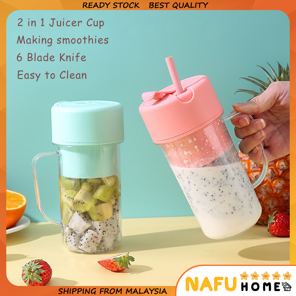 ⚡24h MY⚡ Ready Stock Portable Electric Juicer Blender With Straw Mini Juicing Cup  Household Fried Juice Vegetable Smoothie Milkshake 吸管榨汁杯-C6688