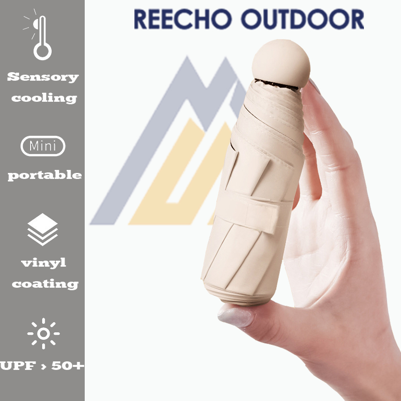 【REECHO OUTDOOR】UV umbrella mini Umbrella Black Adhesive UV Protection Sun Umbrella Mini Folding Umbrella