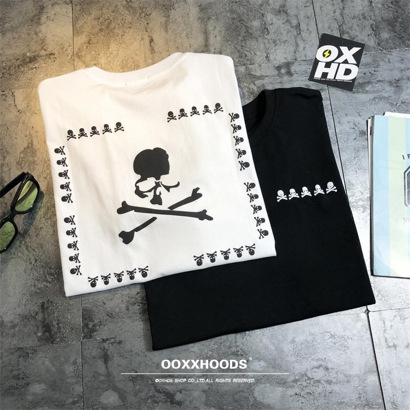 Mastermind black and white imprint size skull head pure cotton base short sleeved T-shirt in Europe and America Instagram