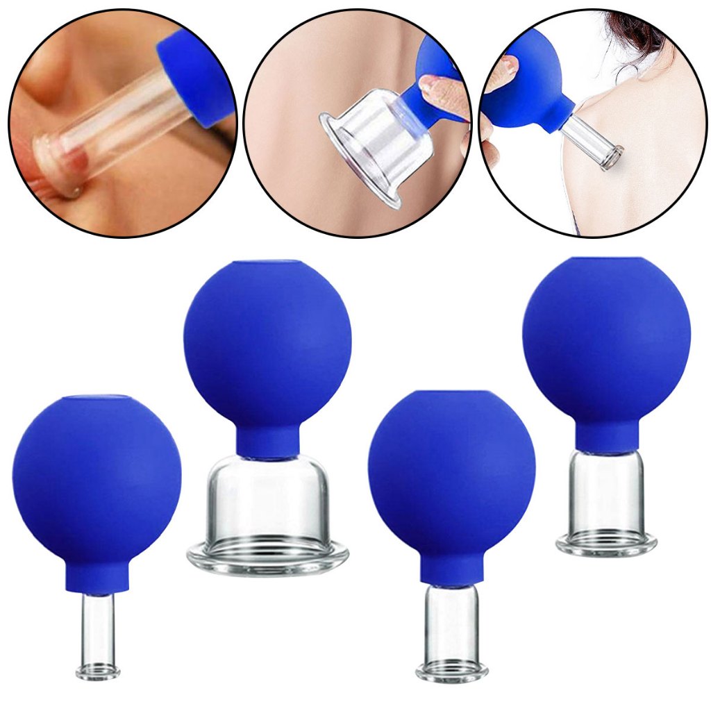 1Pc Blue Vacuum Cupping Cups PVC Head Glass Suction Body Massage Family Meridian Acupuncture Chinese Medical Therapy Jar