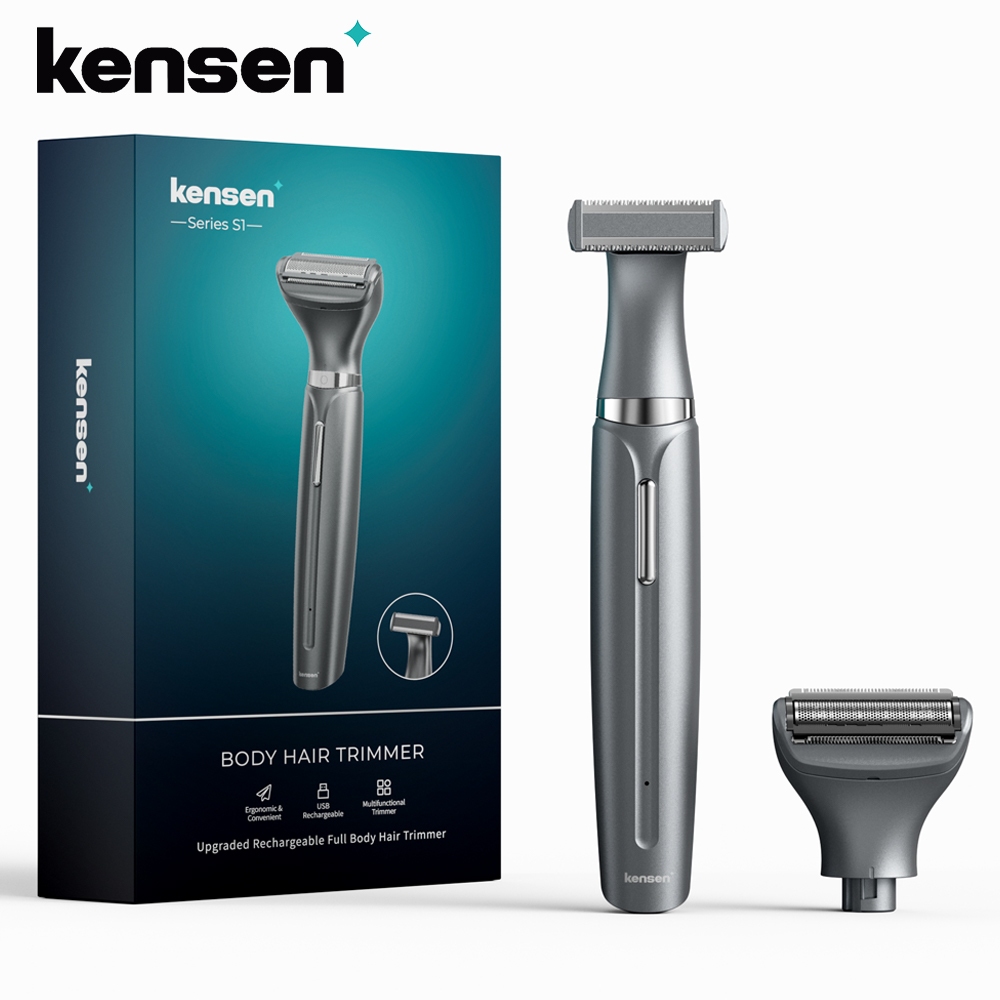 Kensen 2 in 1 Body Hair Trimmer With Travel Lock Portable Travel Shaver Multifunctional Razor Groin Trimmer Hair Removal Pubic Hair Trimmer Body Grooming for Men and Women Rechargeable Electric Shaver