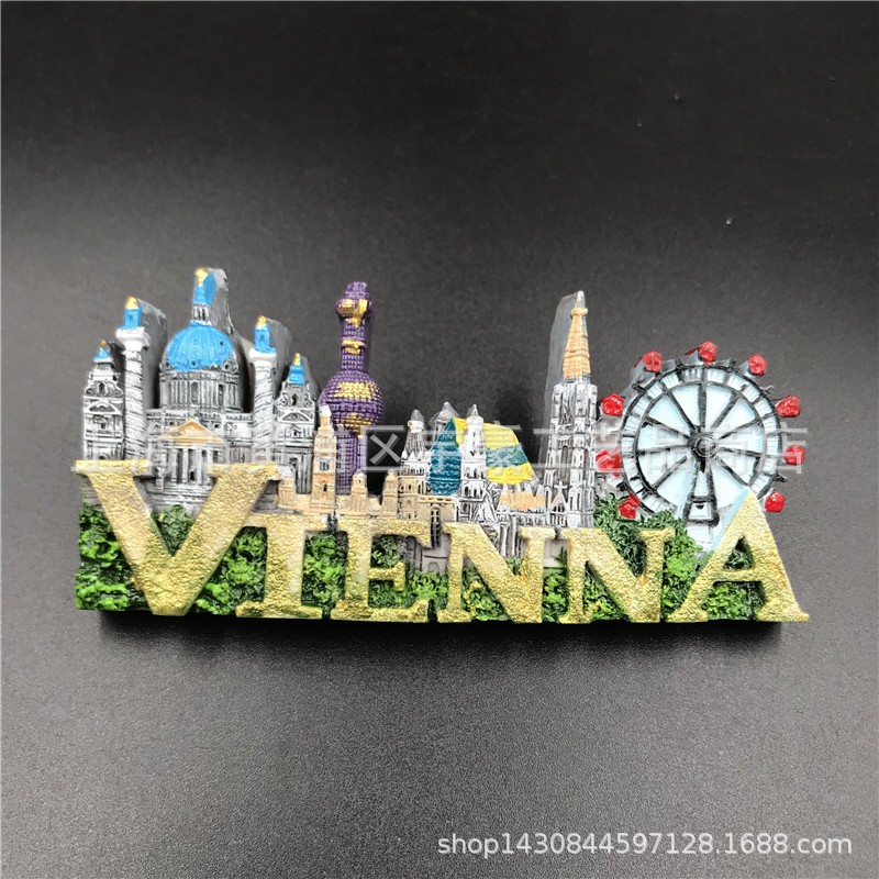 Italian Venice Water City Tourist Souvenir Refrigerator Sticks Austrian Vienna Resin Fridge Megnets for Home Decor