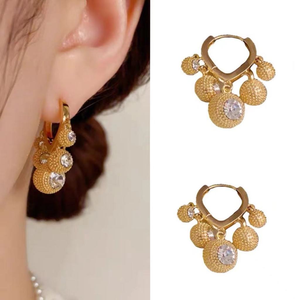 Korean Version Diamond-Studded Durian Ball Earrings Unique Niche High-End Temperament Earrings