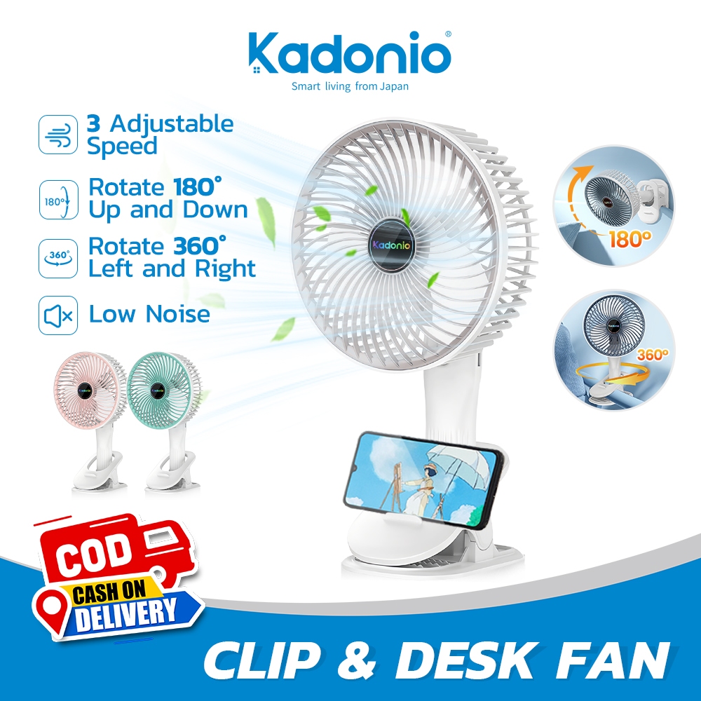 KADONIO 3 In 1 Kipas Handheld Fan Clip Fan Desk Fan Cooling Fan Portable Fan Table Fan Rechargeable USB Fan Desktop Fan 风扇 FN45