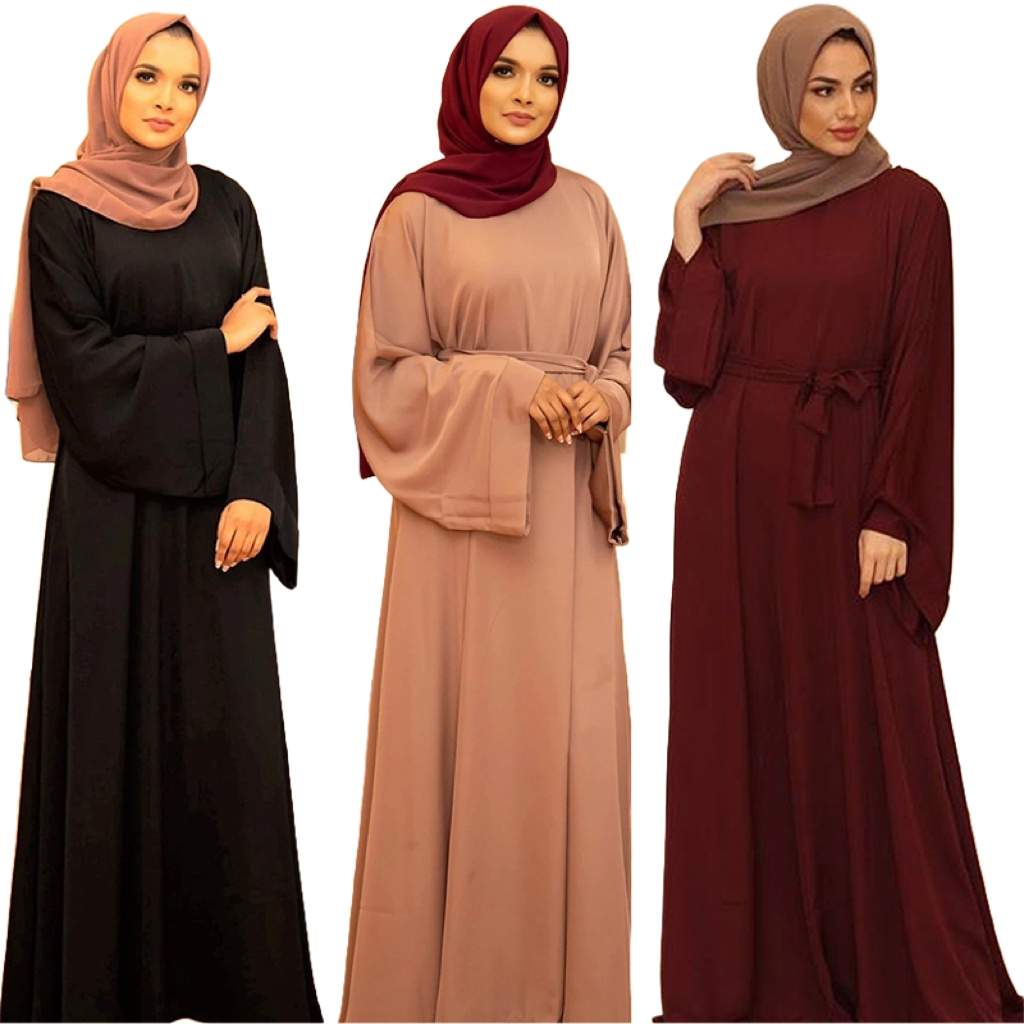 GDTIMA Baru Raya 2025 Viral Abaya Kaftan Jubah Muslimah Women Dress Ironless Outfit Ice Silk Dress