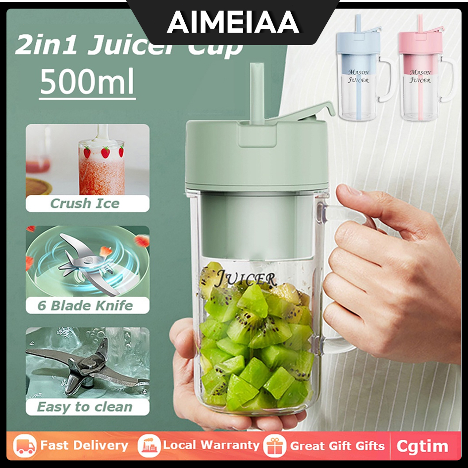 ❤️🇲🇾24h🤍Portable Electric Juicer Mini Juicing Cup Blender With Straw Household Fried Juice Vegetable Smoothie Milkshake 吸管榨汁杯