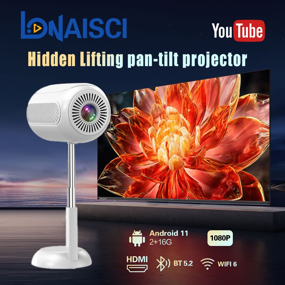 Mini 4K Projector 90°flip Full HD 1080P LCD Home Smart Projector For laptop&tablet Portable projektor TS-6 Android 11.0 智能投影儀投影機