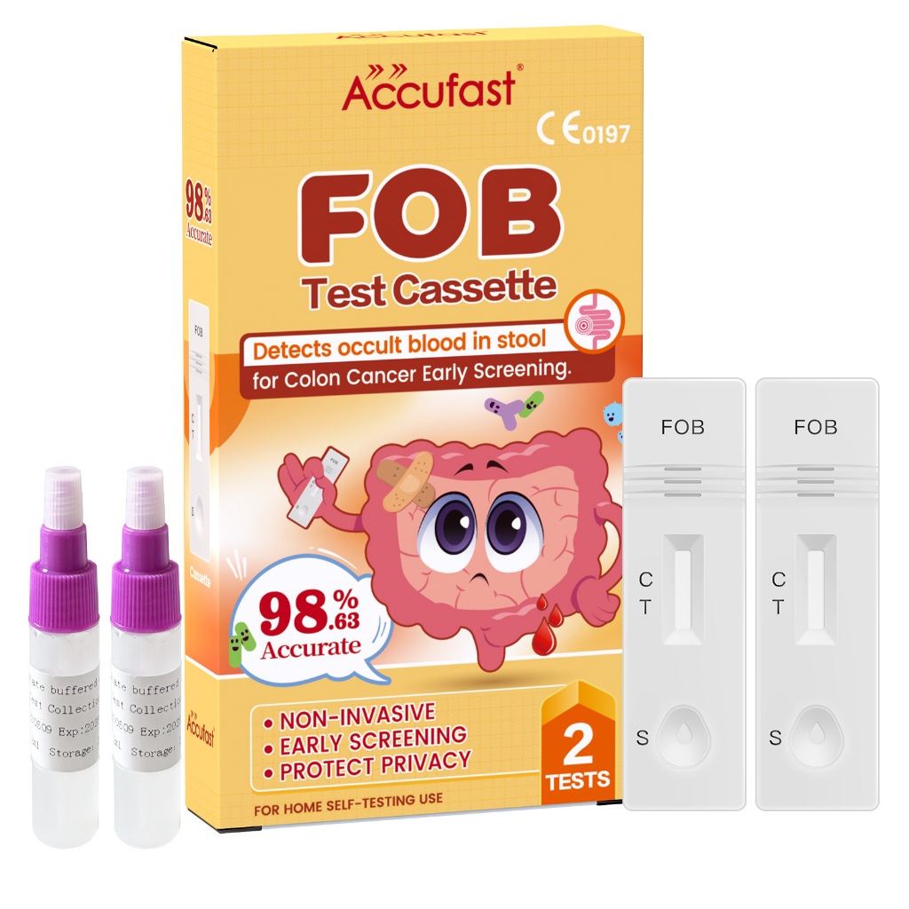 Accufast 2Pcs intestinal test Quick test FOB Testkits Colon Cancer Test for Home Faecal Occult Blood Test FOB Self-Test