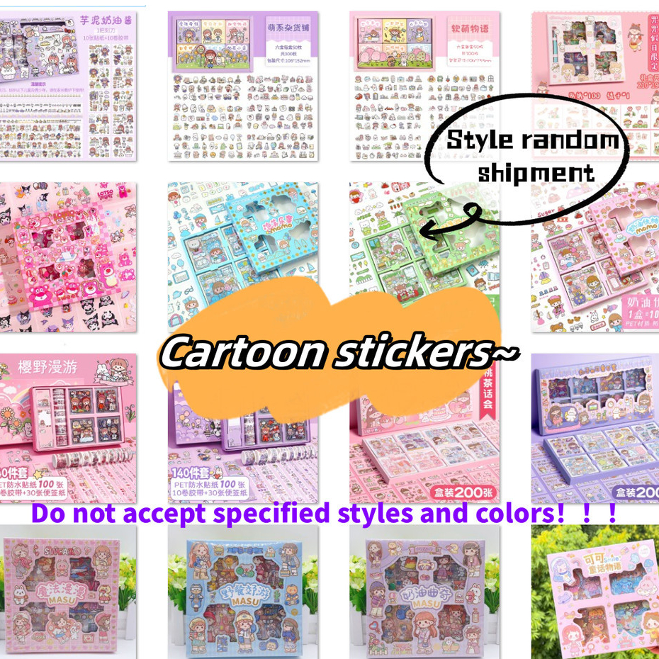 [Style Randomly Sent] 100 Sheets Cute Cartoon INS Water Proof Sticker Cute Sticker Blind Box Journal Stickers Tapes Stationery Cute Gift Stationary DIY Stickers Waterproof Sticker Gift Box Notebook Planner Diary Journal Stationery 手账贴纸