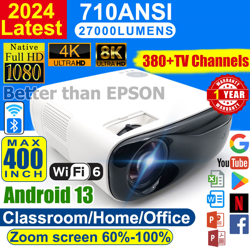 ⭐Ready Stock⭐4K 8K Full HD Classroom LCD Projector Smart Android 9.0 WiFi for Laptop Phone Office 20000 Lumens Laser 3D Projektor epson BenQ viewsonic G80H 投影仪 投影机