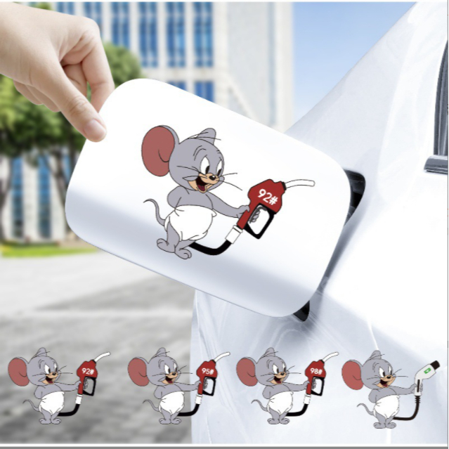 Fun Car Sticker Car Charging Port Fuel Tank Cap Prompt Car Sticker Cat and Mouse Fuel Cap Sticker
