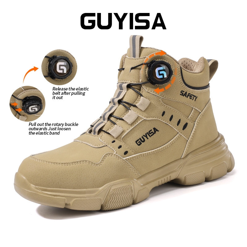 GUYISA Safety Shoes Work Shoes kasut safety boot lelaki Waterproof High-cut 37-46 F055