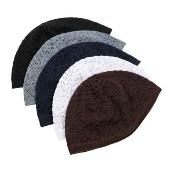 5pcs Islamic Muslim Hat Men Clothing Knitted Hats Tax Products Turkey Yarmulke Jewish Kufi Prayer Cap Breathable Solid Color