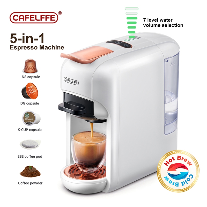 Cafelffe 5 In 1 Coffee Machine 19Bar Hot/Cold Brew Capsule Coffee Maker