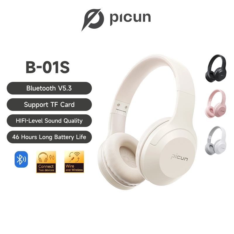 Picun B-01S 5.3 Wireless Bluetooth Headphone Sport Headset bass high quality Foldable Adjustable Headset Low Latency 无线耳机