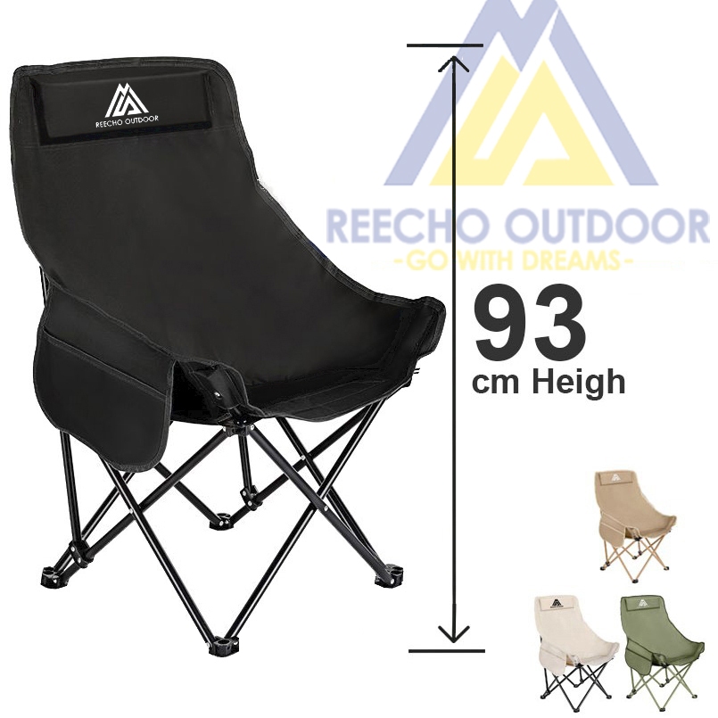 【REECHO OUTDOOR】Outdoor folding chair upgrade moon chair portable camping art sketch fishing folding chair easy to store cotton clip upgradekerusi healing kerusi camping heavy duty 150kg