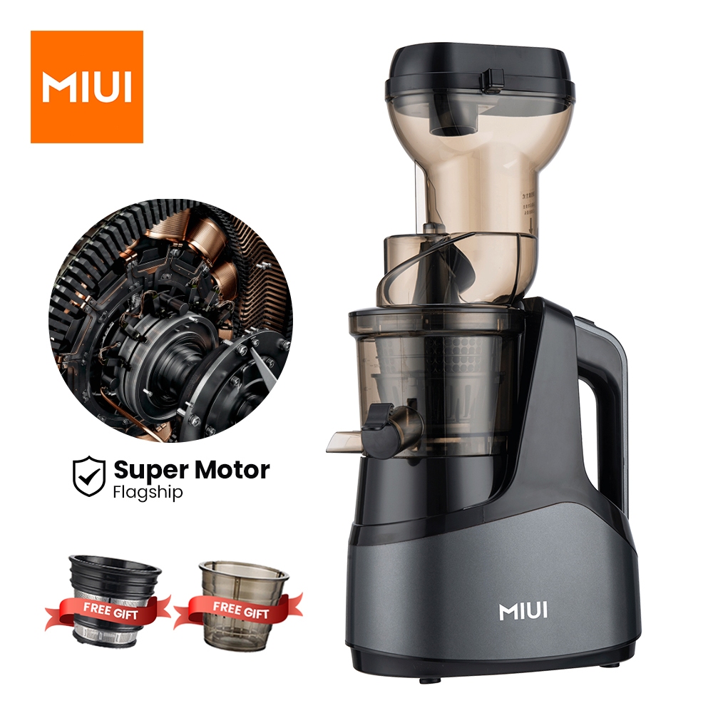 [Free Shipping] MIUI Slow Juicer 7-Stage Spiral Cold Press Patented Filterless Technology Easy to Clean Electric Commercial Juicer Super AC Motor  Extended Gray