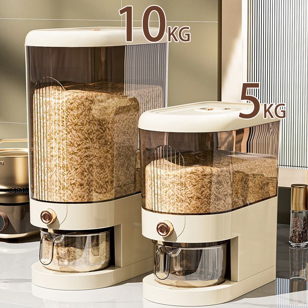 5/10KG Rice Storage Container Clear Rice Dispenser Automatic with Cup Nano Bucket Insect Moisture Proof Food Storage Container Rice Cup