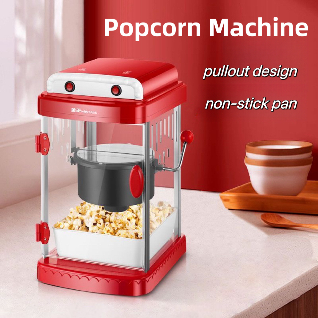 Popcorn Machine-retro popcorn maker with measuring cups-non-slip popcorn popper for home, Carnival, festival stand-non-stick popcorn kettle plate