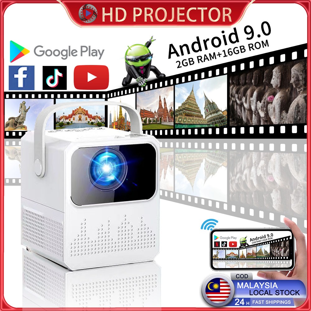 Mini Android Projector For Phone Home Theater Portable Smart Phone Projecter Mini Proyektor For Room Home Cinema Projector Wireless Bluetooth Projektor CY300投影機投影儀小型家用