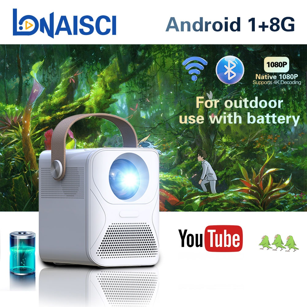 Mini Outdoor Projector For Phone Portable Android Smart Projector HDMI Full HD 1080P X6 Projektor Wireless Bluetooth Home Theater  Projector With Battery 户外投影機