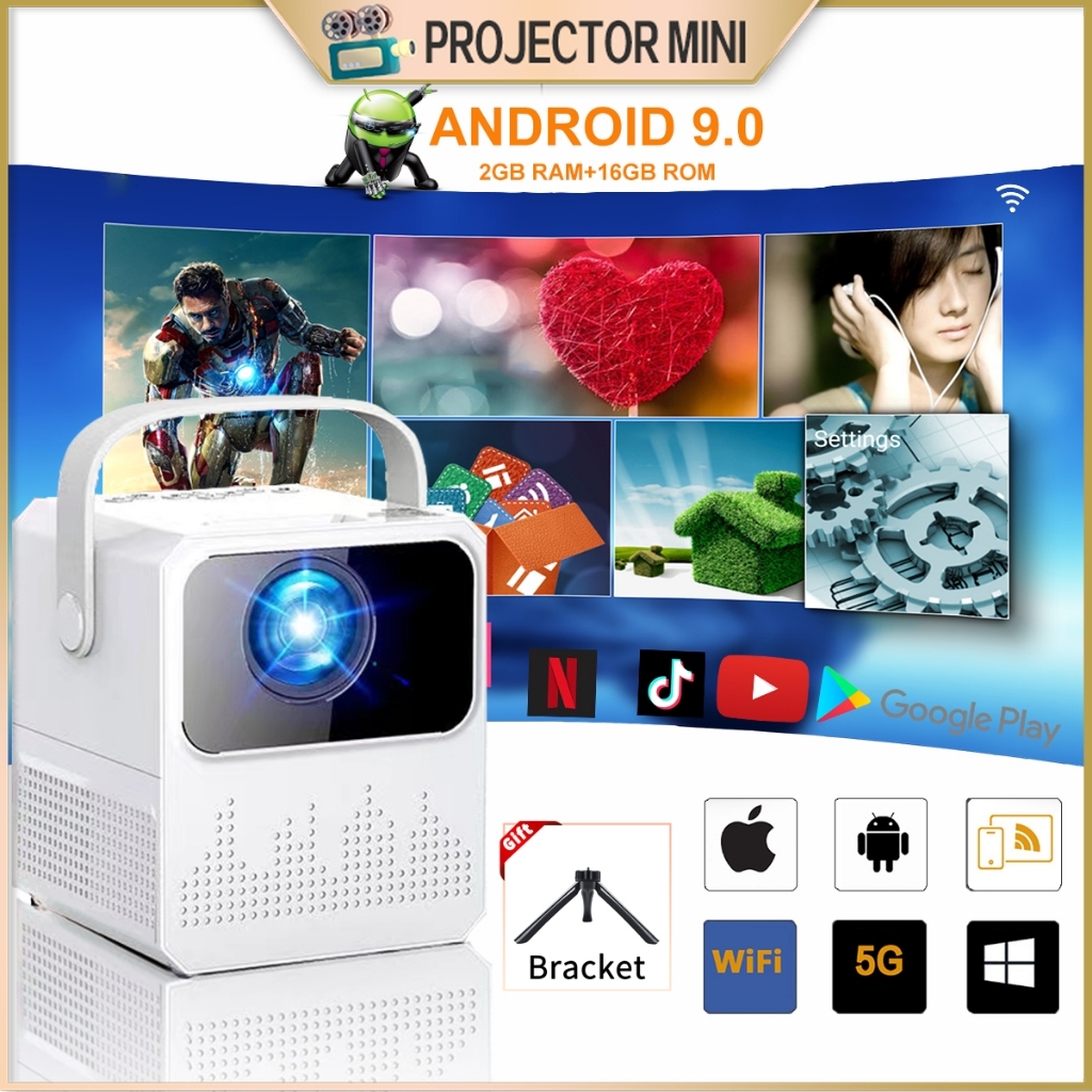 Mini Projector For Smartphone Murah Home Projector For Room  Portable Android 9.0 Projector Wireless Bluetooth Home Theater  Proyektor CY300 家用投影機