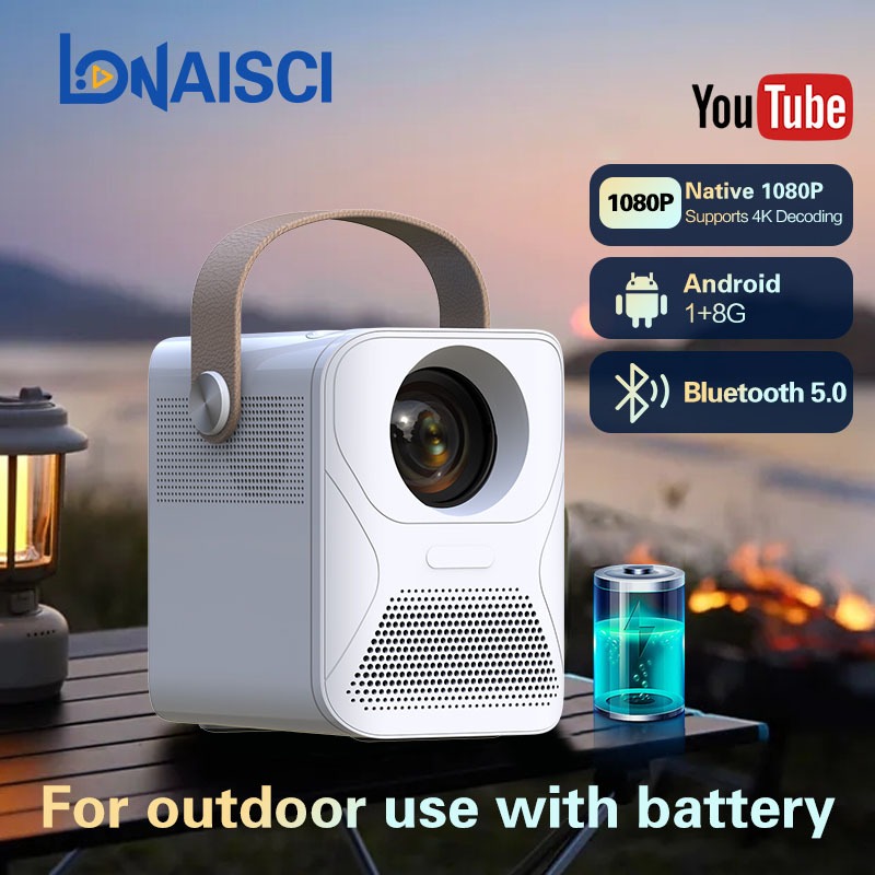 Outdoor Android Smart Projector Portable Camping Projector HDMI Full HD 1080P Home Theater X6 Wireless Bluetooth Projektor Projector With Battery 户外充电式投影儀