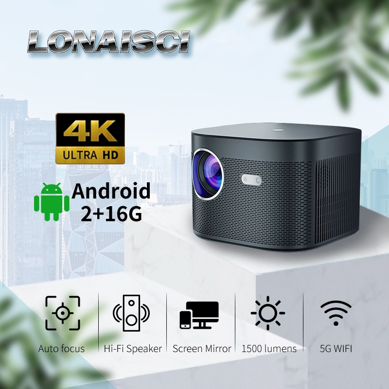 Android Projector For Phone Portable HDMI 1080P Projektor 2+16G Auto Focus Laptop Projector Full HD Home Theater Movie Projector LCD Wireless Bluetooth Proyektor F18 家用投影機