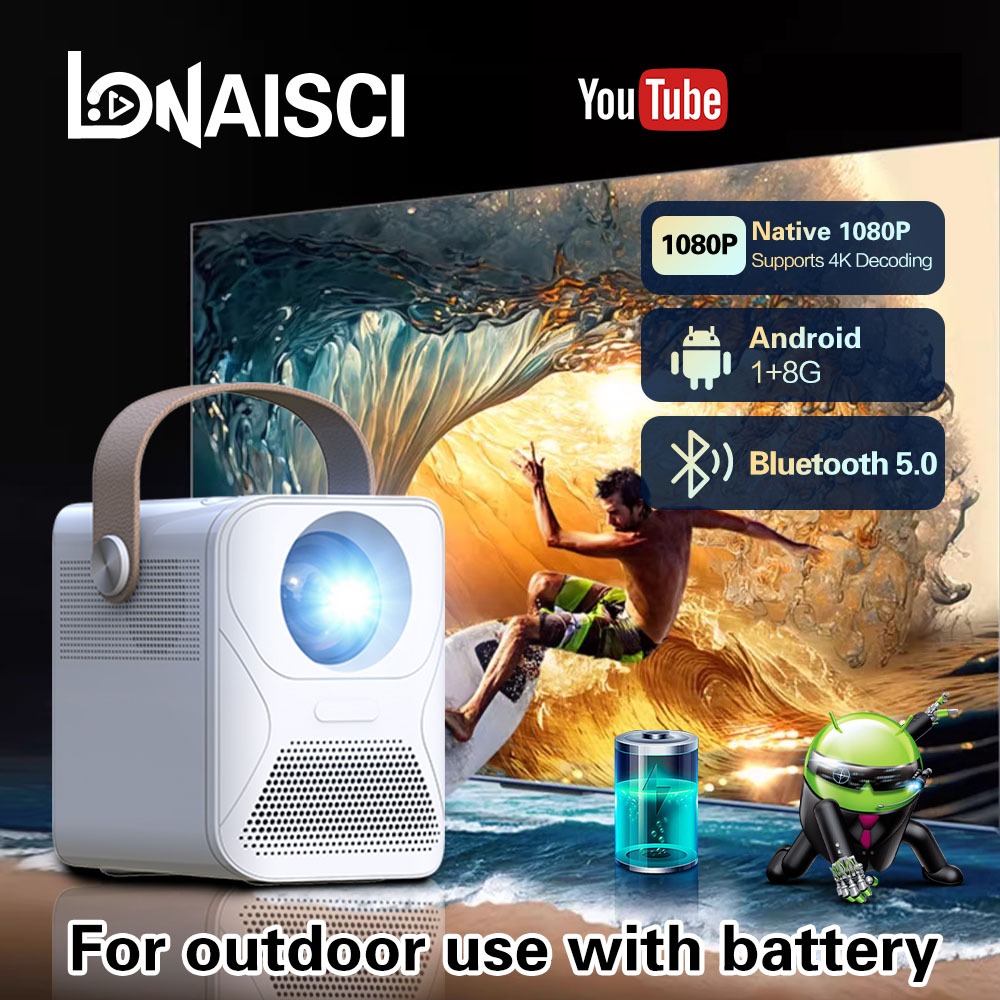 Outdoor Android Smart Projector X6 HDMI Full HD 1080P Home Theater Portable Camping Projector Wireless Bluetooth Projector With Battery Proyektor 户外投影儀投影機