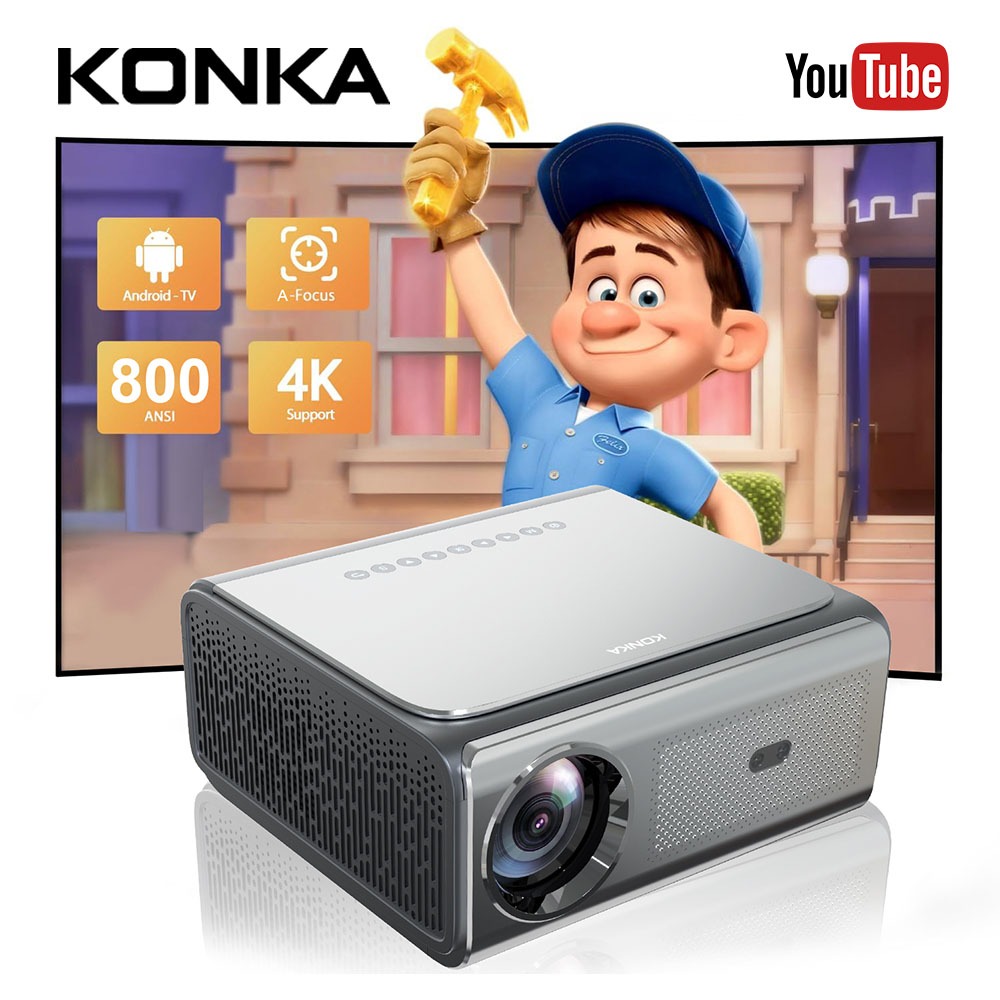 KONKA Android Projector For Phone 2+32G Auto Focus Portable HDMI 4K Laptop Projektor Home Theater LCD Wireless Bluetooth Proyektor H31 家用投影機