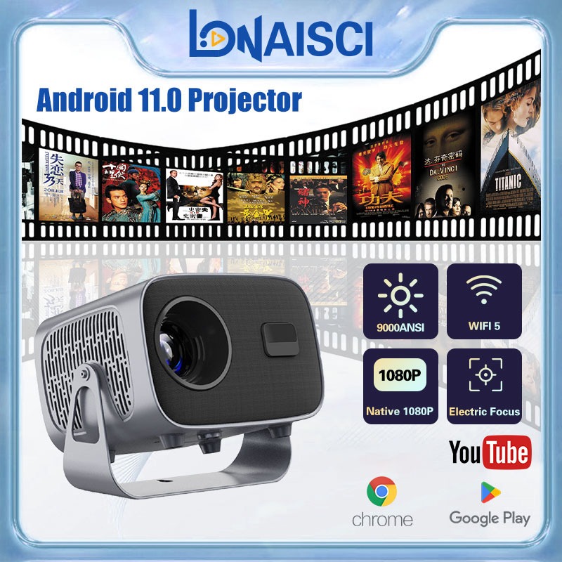 Projector Android 11 HDMI A10 360° Rotation Smart Projector Lonaisci  Full HD 1080P  Portable Home Theater Projektor 家庭影院投影仪投影機