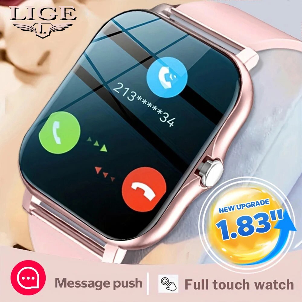 LIGE Smart Watch Women Original Fashion Bluetooth Multifunction Waterproof Smart Watch Full Screen Touch Fitness Sleep Tracker Watch For IOS Android Jam Tangan Lelaki Perempuan