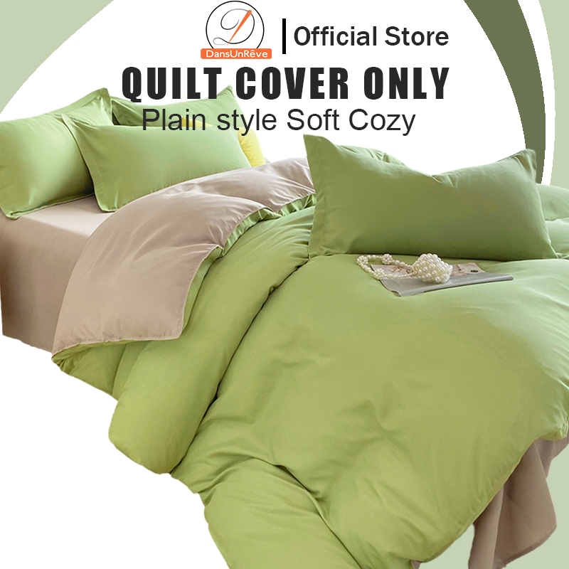 Sarung selimut hijau epal1pc Plain Duvet Cover Black/Grey/White INS Style Single/Queen/King Quilt Cover Only Macaron Series Soft Comforter Cover