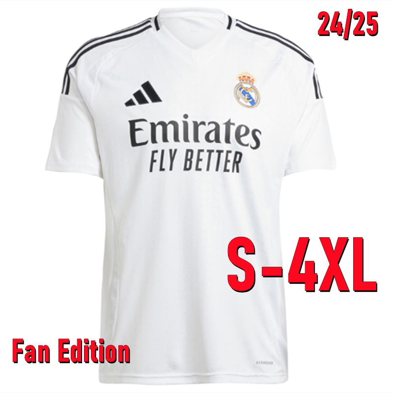 S-4XL MBAPPÉ Soccer Jersey White 24/25 BELLINGHAM VINI JR VALVERDE RODRYGO ENDRICK MODRIC ARDA GULER CARVAJAL Shirt (Fan)