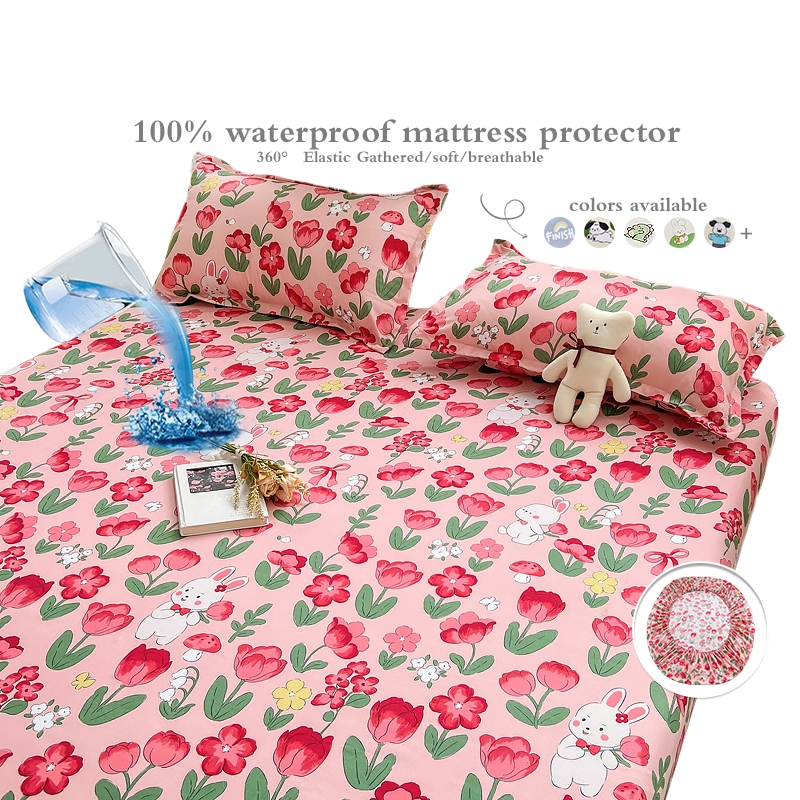 100% Waterproof Fitted BedSheet Soft Breathable Anti-Dustmite Premium Quality Anti-Bacterial Mattress Protector Single/Queen/King 5 Size