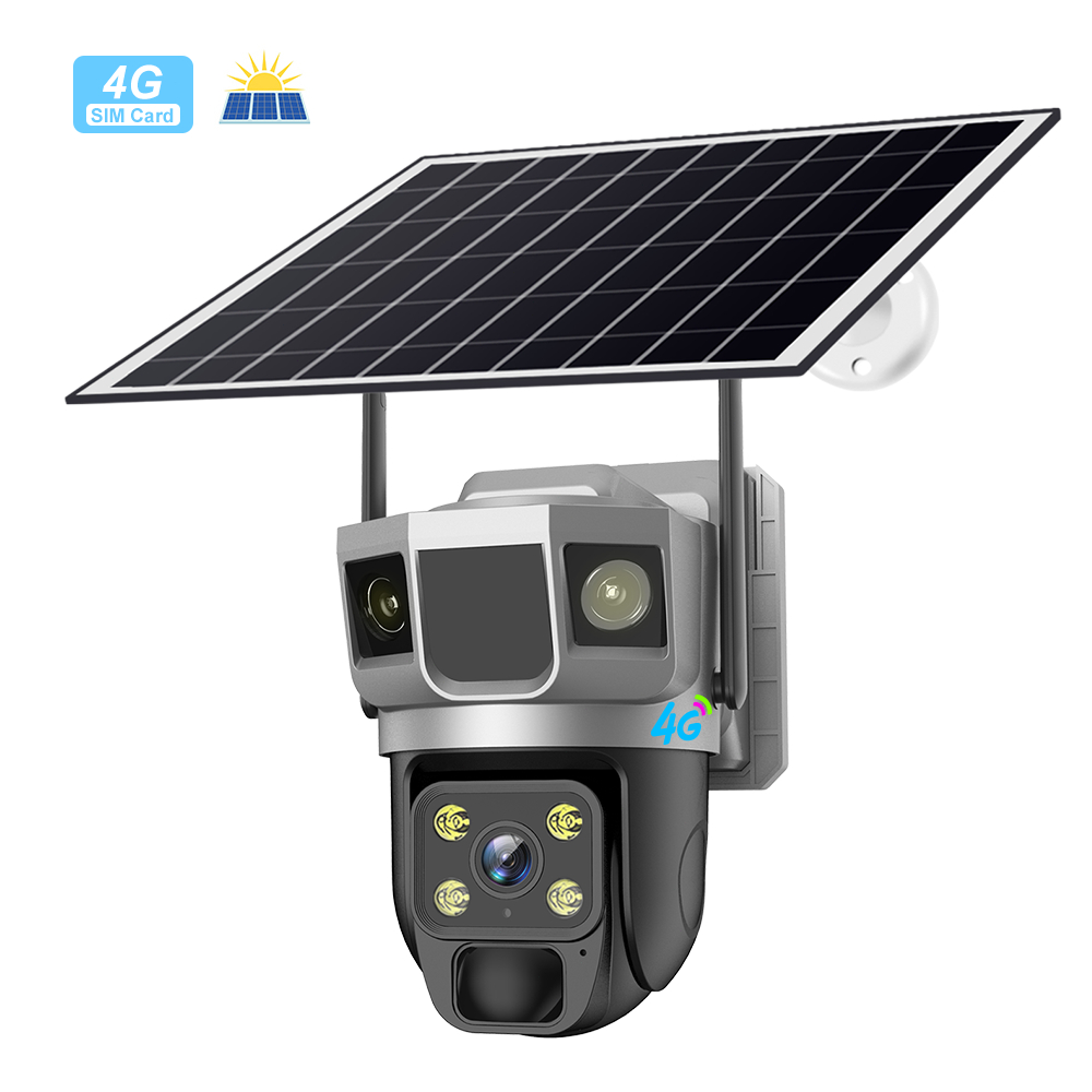 Wistino Solar Camera Outdoor Dual Lens 8MP 4G SIM 24Hours Online 8000mAh Batteries Wireless Video Surveillance V380 Security Protection 360° CCTV