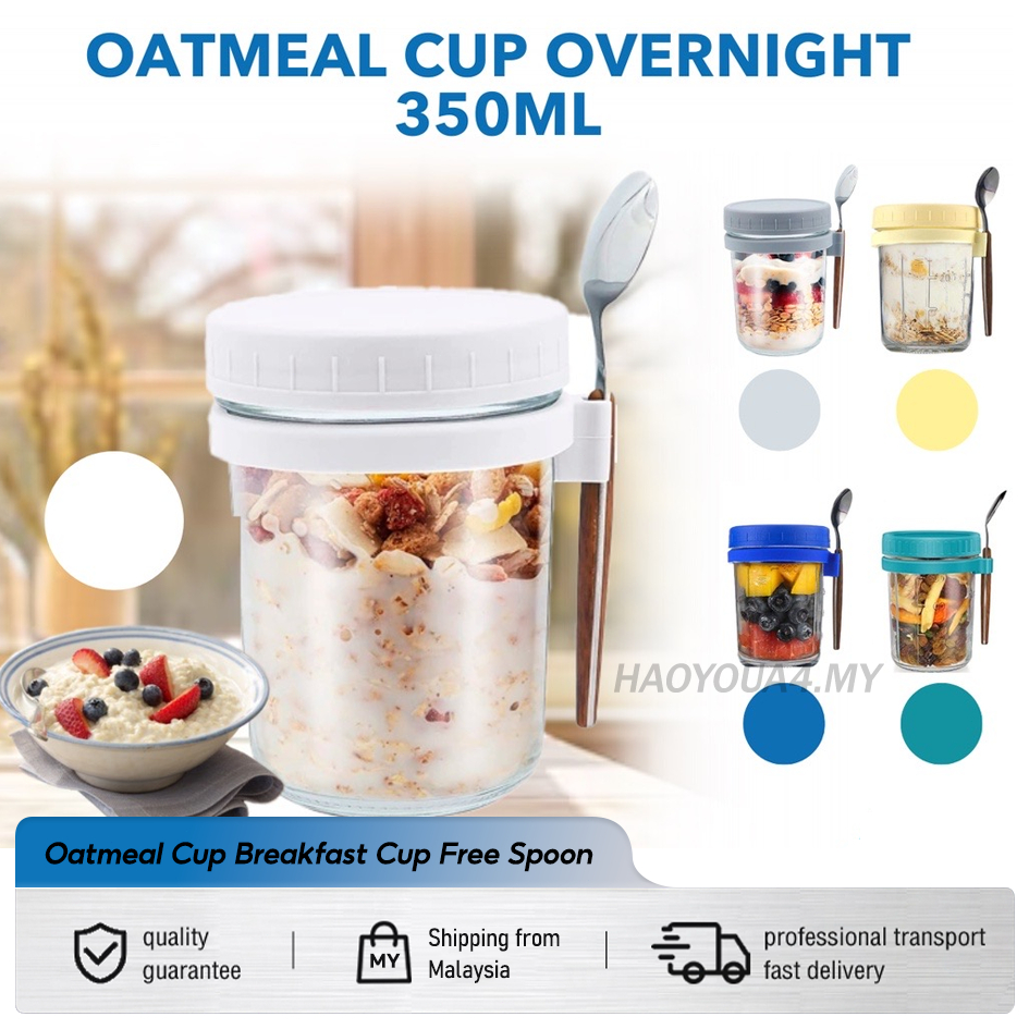 HYA⁴Oatmeal Cup Overnight Oats Breakfast Cup Free Spoon Sealed Cup Yogurt Cereal Cup Gradient Cup portable salad cup with