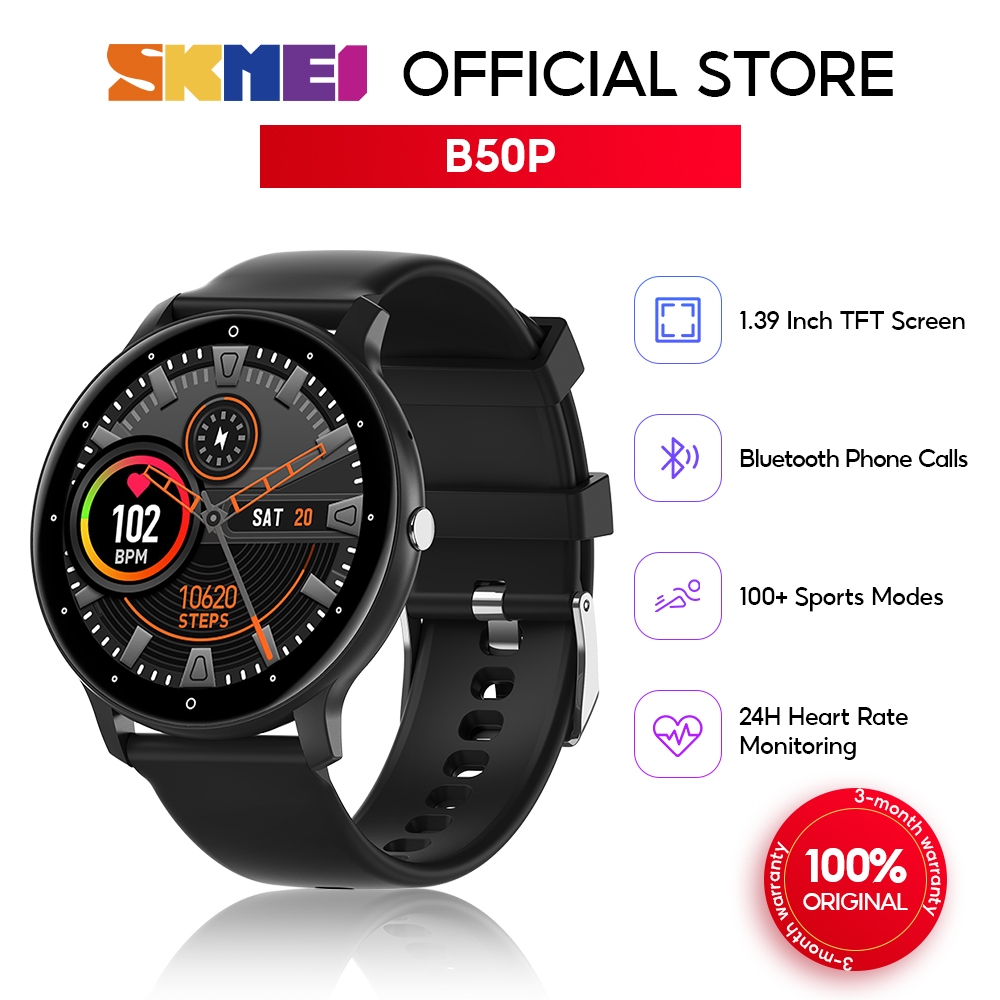 SKMEI Smart Watch Bluetooth Phone Call Waterproof Fitness Tracker Full Touch Screen Heart Rate Multifunctional Sport Running Watch Jam Tangan Lelaki Original Telefon Blood Pressure Monitor Bluetooth For Android iOS