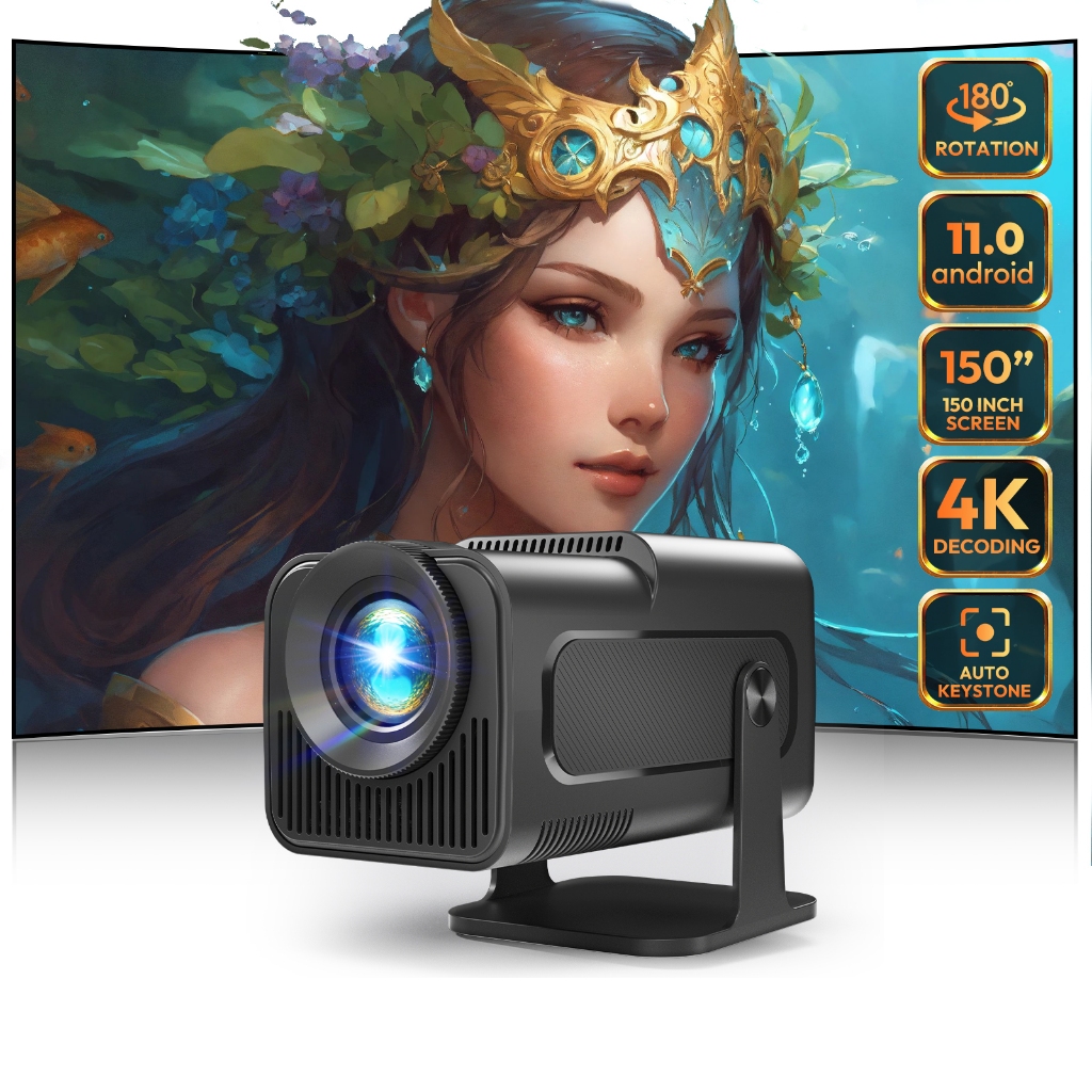 <Kuala Lumpur lightning delivery>XGODY TOP1 HY320 PRO  Projector  4K Portable  Projector 1080P Android 11 Smart Projector WiFi6 Bluetooth Projector Outdoor Home Theater