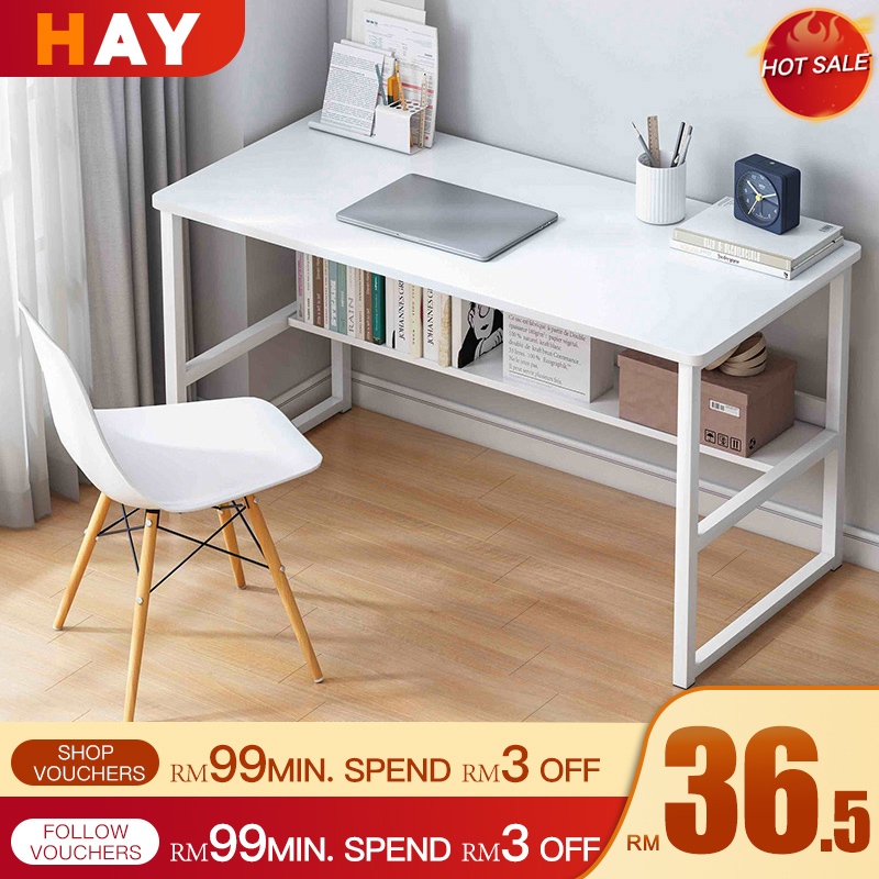 Computer Table Student Study Desk Bedroom Modern Funiture Condol Cram School Office Home Storage Big Besar Meja Komputer modern writing living room furniture 2 Layer Office desk