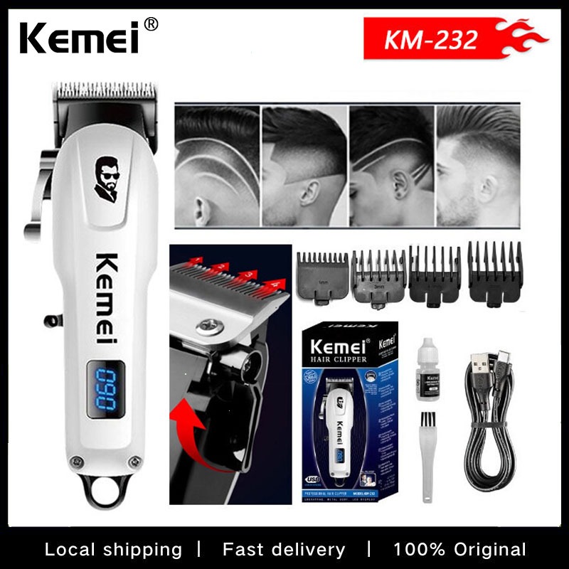 Kemei Hair Clipper KM-232 Professional LCD Electric Hair Clipper For Men Wireless Trimmer Rechargeable Hair Trimmer Hair cutter machine