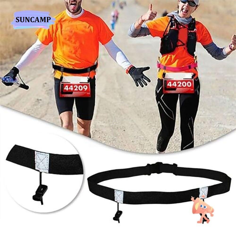 Suncamp Running Number Belt Black Polyester Marathon Competition Belt, Triathlon Belt, Adjustable, Durable.