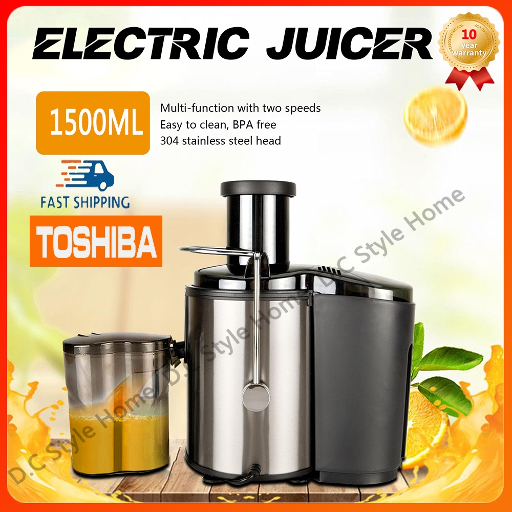 Toshiba Juicer, Centrifugal Juicer, Wide Mouth Feed Chute, 2 Fruit and Vegetable Speed Settings, Easy to Clean, Stainless Steel