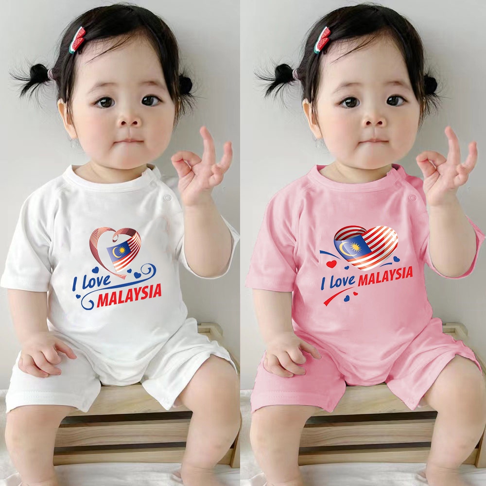 l Love Malaysia Print Baby Girls Jumpsuit Newborn Girls Onesie Infant Malaysia Merdeka Short Sleeve Romper Babygrow Gift