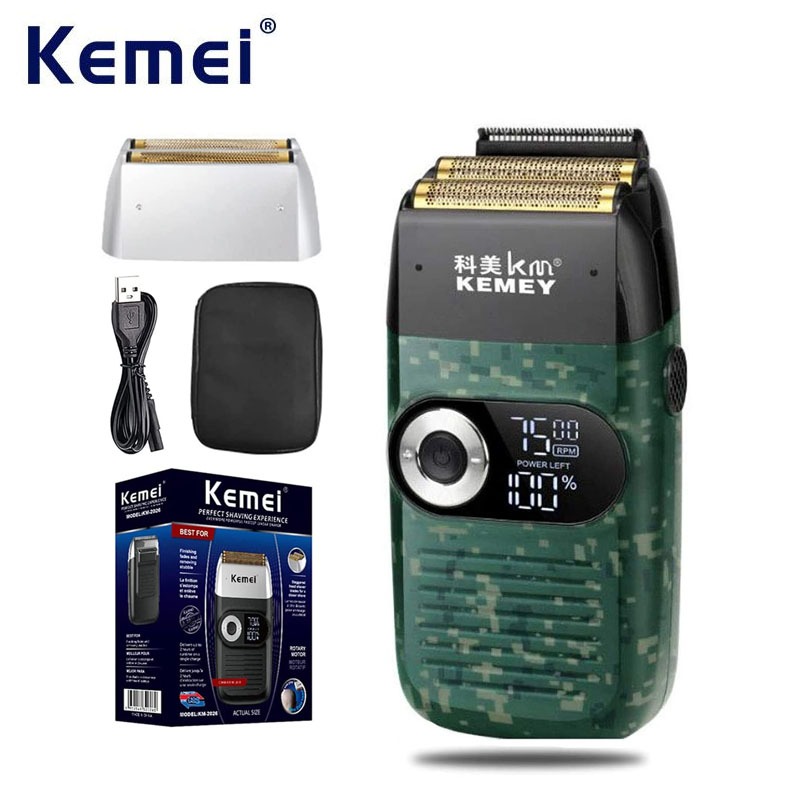 Kemei Electric Shaver Rechargeable Beard Trimmer Shaving Machine for Men Twin Blade Washable Reciprocating Razor KM-2027 Original Electric Shavers for Men